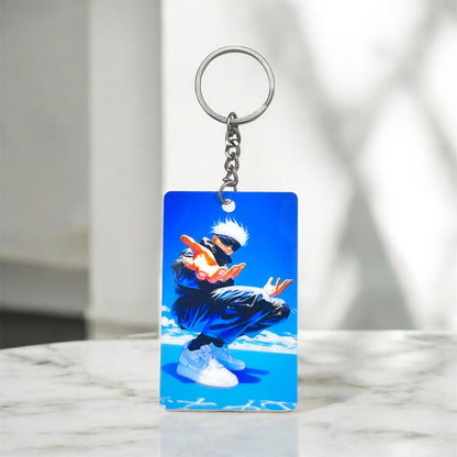Anime Action Character Blue Premium Keychain