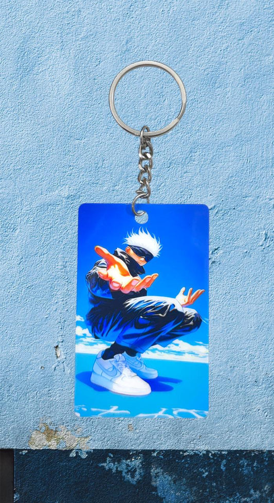 Anime Action Character Blue Premium Keychain