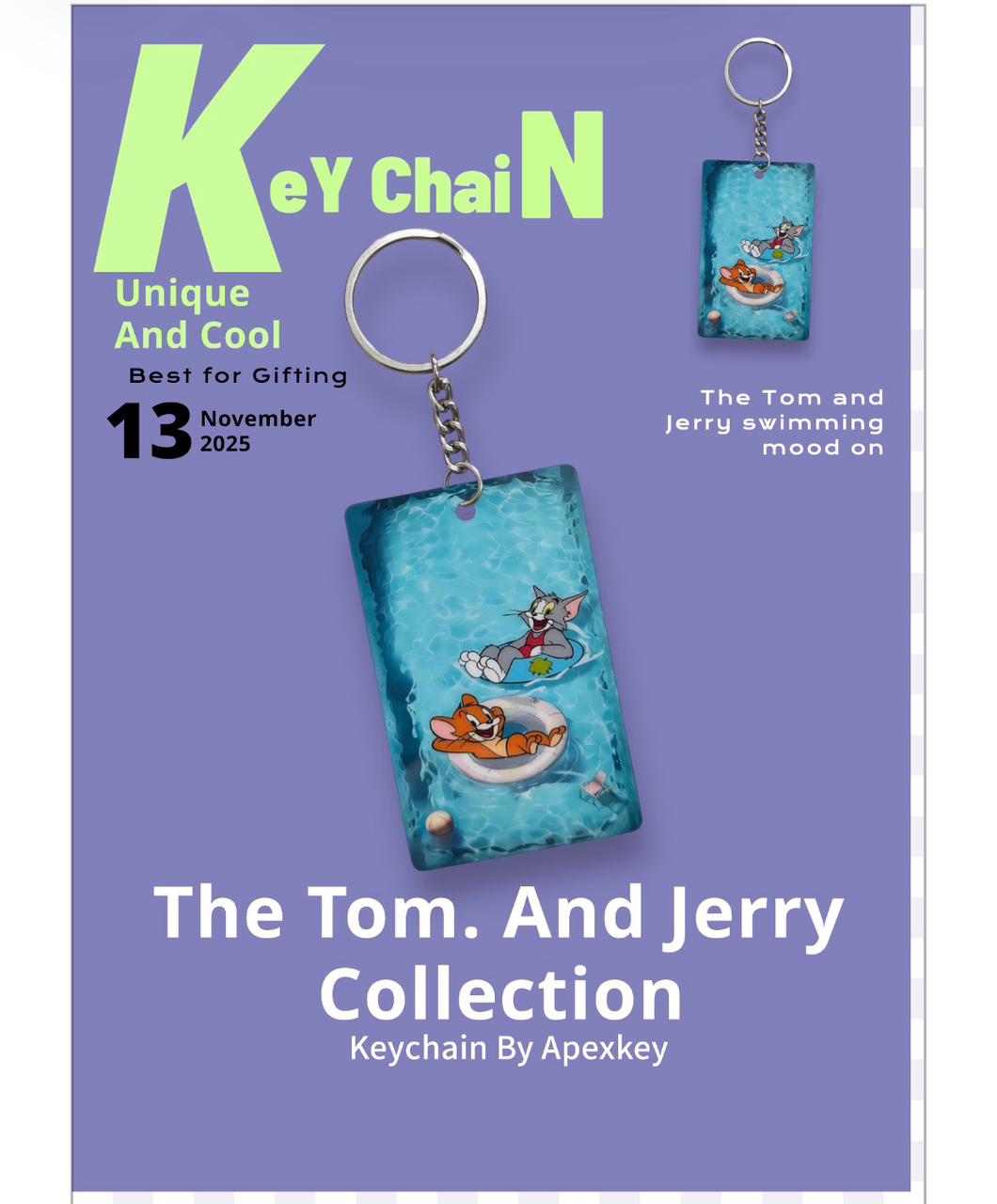 Tom and Jerry Pool Keychain - Summer Vibes