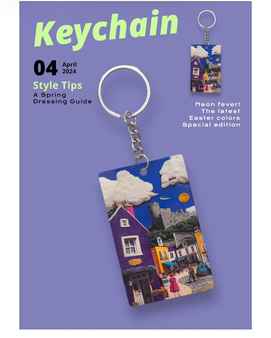 Colorful Street Scene Keychain - Neon Fever Special Edition