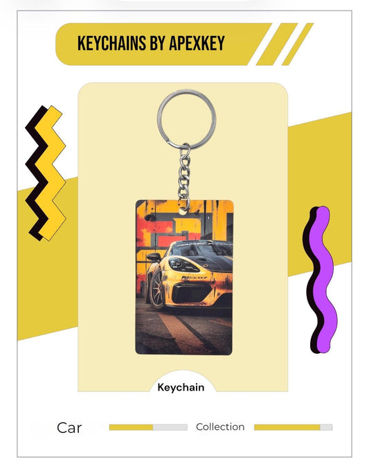 Orange Sports Car Keychain - Urban Racing Collection