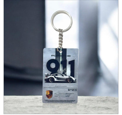 Porsche 911 GT2 RS Keychain - Spec Sheet Edition