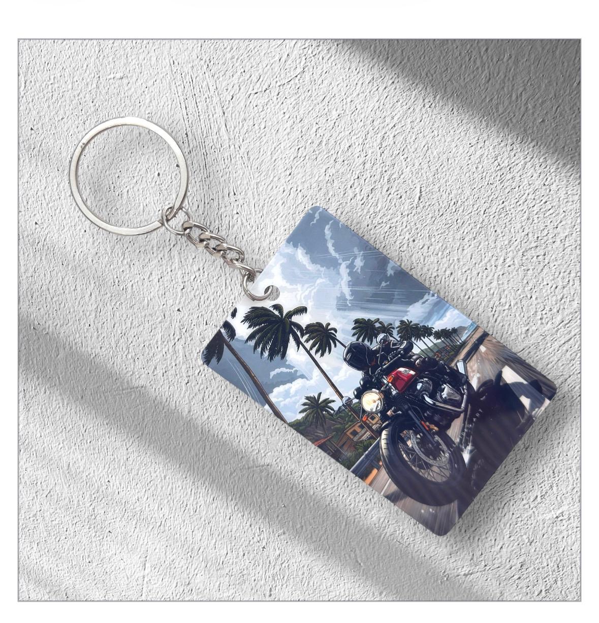 Cafe Racer Motorcycle Keychain - Tropical Paradise Edition