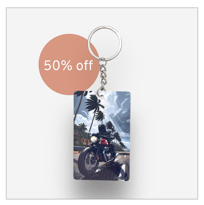 Cafe Racer Motorcycle Keychain - Tropical Paradise Edition