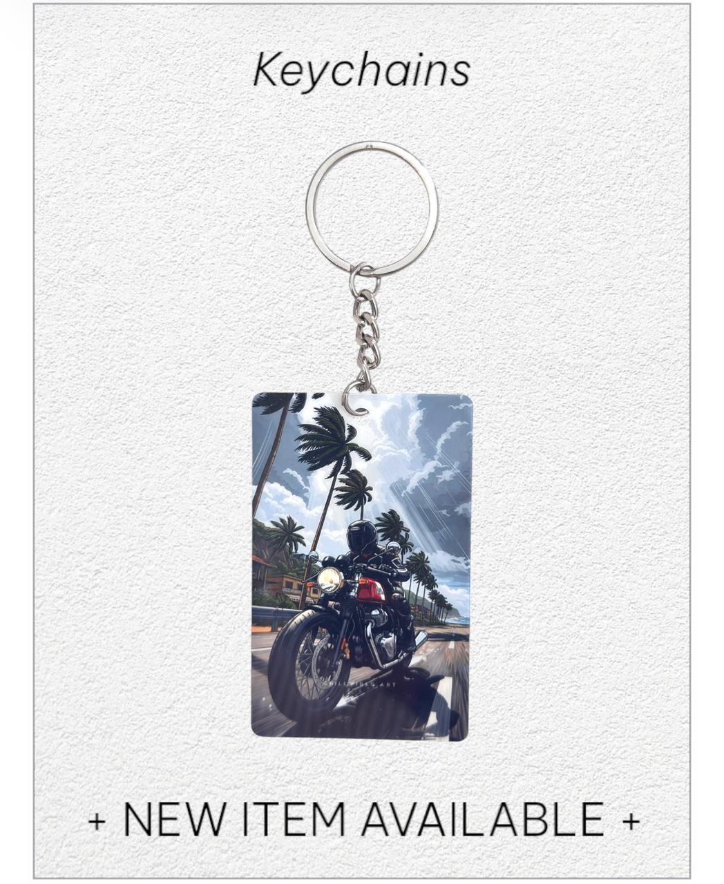 Cafe Racer Motorcycle Keychain - Tropical Paradise Edition