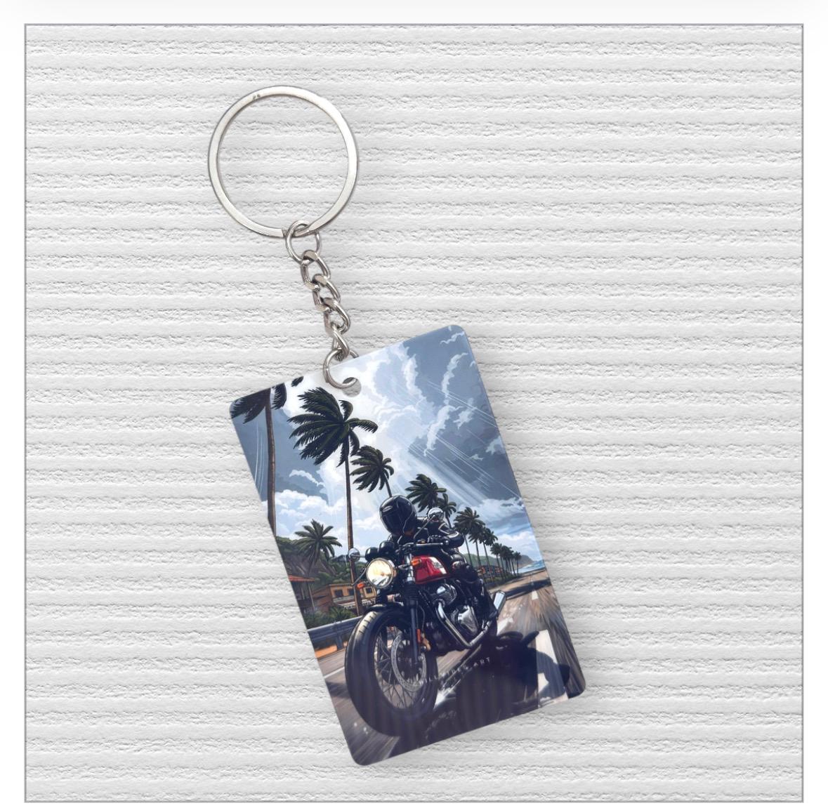 Cafe Racer Motorcycle Keychain - Tropical Paradise Edition