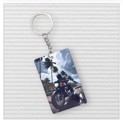 Cafe Racer Motorcycle Keychain - Tropical Paradise Edition
