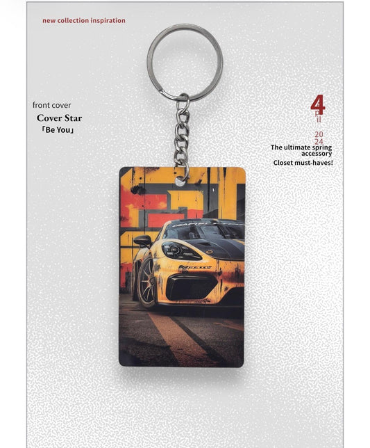 Orange Sports Car Keychain - Urban Racing Collection