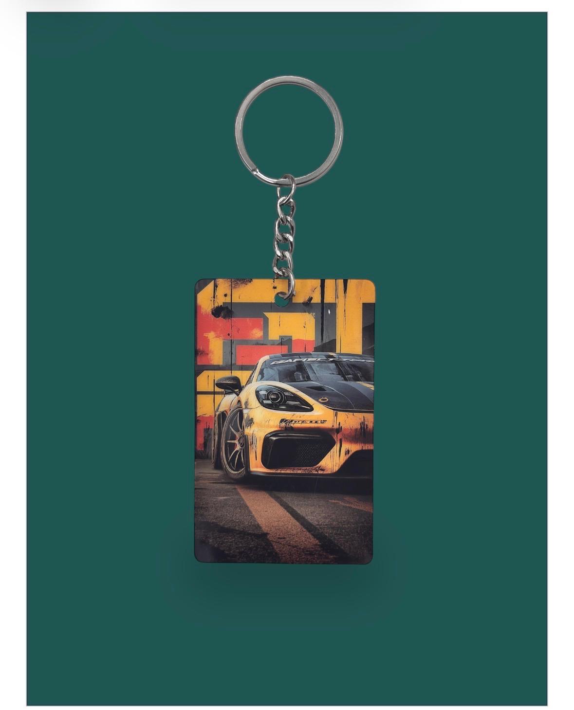 Orange Sports Car Keychain - Urban Racing Collection
