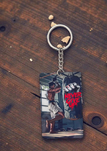 Never Give Up Keychain - Motivational Collectible