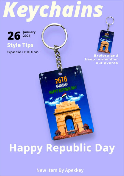 26th January Republic Day Keychain - India Gate Design